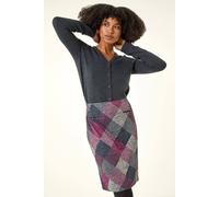 Roman Originals Skirt for Women UK - Ladies Brushed Short Stretch Smart Casual Work Office Meeting Mini Straight Fitted Bodycon Jersey Pull On Soft Checked Elasticated Waist - Rose Grey - Size 18