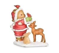 Roman Cherished Teddies Santa Bear Figure Jack Figurine, 4-inch Height, Tabletop Decoration