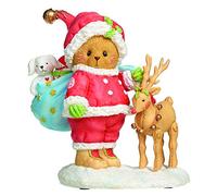 Roman Cherished Teddies, Santa Teddy Bear William, 4" H, Resin and Wollastonite, Durable, Collectible Decoration, Decorative Figurine, Home Décor