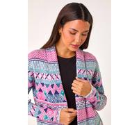 Roman Chevron Pattern Longline Cardigan In Light Pink Light Pink 14