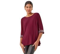 Roman Chiffon Boat Neck 3/4 Length Sleeve Diamante Sparkle Embellished Cuff Tunic Top Ladies Evening Party Fashion Formal Smart Special Occasion Work Wear Office