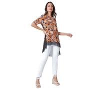 Roman Chiffon Dipped Hem Top Asymmetric Tunic for Women UK Ladies Stretchy Jersey Flared Blouse Smart Fit & Flare Form Casual Loose Longline Party Hanky Tunics - Black - Size 10