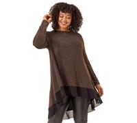 Roman Chiffon Dipped Hem Top Asymmetric Tunic for Women UK Ladies Stretchy Jersey Flared Blouse Smart Fit & Flare Form Casual Loose Longline Party Hanky Tunics - Bronze Plus - Size 20
