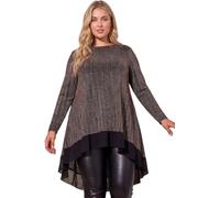 Roman Women's Curve Glitter Chiffon Hem Tunic Top in Bronze | Size: 18