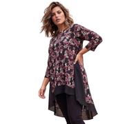 Roman Chiffon Dipped Hem Top Asymmetric Tunic for Women UK Ladies Stretchy Jersey Flared Blouse Smart Fit & Flare Form Casual Loose Longline Party Hanky Tunics - Pink Noir Plus - Size 20
