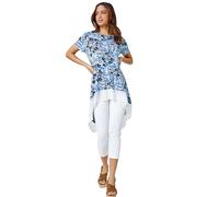 Roman Chiffon Dipped Hem Top Asymmetric Tunic for Women UK Ladies Stretchy Jersey Flared Blouse Smart Fit & Flare Form Casual Loose Longline Party Hanky Tunics - Black - Size 10