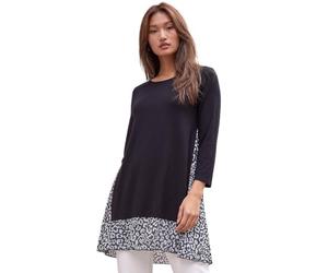 Roman Chiffon Dipped Hem Top Asymmetric Tunic for Women UK Ladies Stretchy Jersey Flared Blouse Smart Fit & Flare Form Casual Loose Longline Party Hanky Tunics - Black & Grey - Size 16