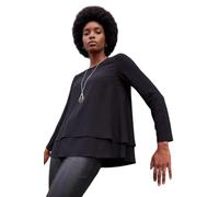 Roman Chiffon Overlay Top with Necklace for Women UK Ladies Smart Evening Blouse Fitted Stretchy Going Out Elegant Sparkly Party 3/4 Length Sleeve V-Neck Silk - Noir - Size 14