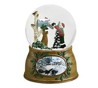 Roman Child and Dog Checking Mailbox Musical Glass Christmas Glitterdome Snow Globe