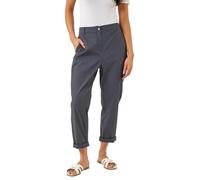 Roman Chino Trousers for Women UK Ladies Cotton Blend Washed Stretchy Smart Casual Office Work Fitted Tailored Summer Autumn Evening Party Slimming Spring Soft - Charcoal - Size 16