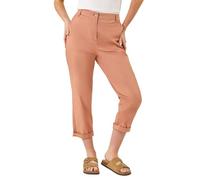 Roman Chino Trousers for Women UK Ladies Cotton Blend Washed Stretchy Smart Casual Office Work Fitted Tailored Summer Autumn Evening Party Slimming Spring Soft - Petite Biscuit - Size 18