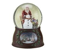 Roman Christmas Musical Revolving Santa Claus and Snowman Snow Globe Glitterdome Plays "Have Yourself A Merry Little Christmas"