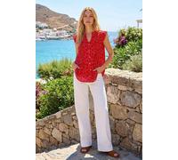 Roman Sleeveless Shirt for Women UK Ladies Blouse Top Button Through Summer Smart Casual Work Cocktail Party Office Holiday Special Occassion Evening Going Out - Circle Red - Size 16