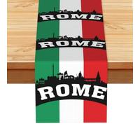 Roman City Print Linen-Like Table Runner Durable Dining Table Decor For Kitchen Offices Party 13x72 In