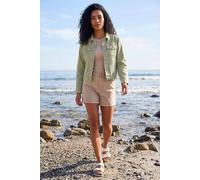 Roman Originals Jean Denim Jacket for Women UK Ladies 100% Cotton Summer Casual Stretch Crop Smart Utility Trucker Biker Fitted Vintage Wash Faded Classic Work Twill - Sage - Size 12