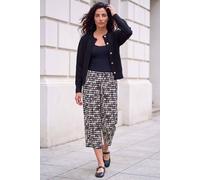 Roman Women's Classic Geo Print Crop Trouser in Black | Size: 18