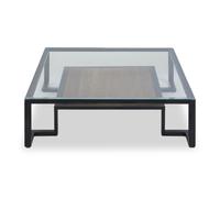 Roman Coffee Table, Round Tempered Glass Top with Decorative Embossed Bronze Frame, Centrepiece Interiors by Premier Black One Size