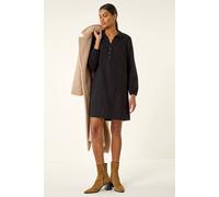 Roman Originals Collared Shift Shirt Dress for Women UK - Ladies Everyday Autumn Winter Shirt Style Collar Comfy Soft Evening Vacation Work Party Night Out - Black - Size 10