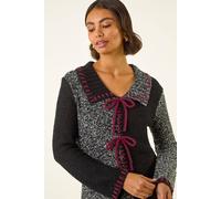 Roman Originals Collared Textured Stitch Knit for Women UK - Ladies Everyday Autumn Winter Comfy Soft Evening Vacation Work Party Night Out - Charcoal - Size 12