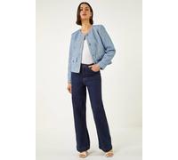 Roman Collarless Boucle Jacket In Blue Blue 18