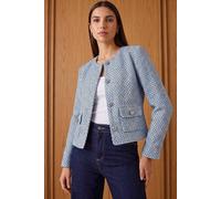 Roman Women's Collarless Boucle Jacket in Blue | Size: 12 Roman Blue 12