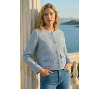 Roman Women's Collarless Boucle Jacket in Blue | Size: 14 Roman Blue 14