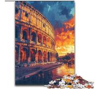 Roman Colosseum at Sunset Jigsaw Puzzles for Adults 1000 Piece Puzzle, Staycation Kill Time Every Piece Is Unique - Challenging Family Fun Game (26x38cm)