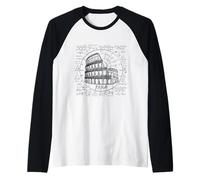 Roman Colosseum Chalkboard Algebra Ancient Rome Design Raglan Baseball Tee