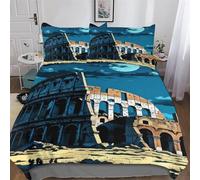 Roman Colosseum Duvet Cover Set, Bedding Linen Set, Ultra Soft Comforter Cover with Zipper Closure 3 Pieces, Quilt Cover with Pillowcase for Kids, Youth And Adult King (220x240cm)