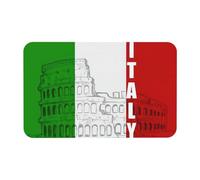 Roman Colosseum Italian Flag Diatomaceous Earth Shower Mat, Non-Slip Super Absorbent Quick Drying Bathroom Floor Mat