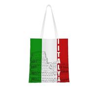 Roman Colosseum Italian Flag Fashion Canvas Tote Bag With All Over Print Design, Large Reusable Shopper Tote With Double Handles,Beach Tote, Weekend Bag