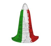 Roman Colosseum Italian Flag Hooded Cape For Teenagers Witch Vampire Cosplay Party Halloween Christmas Printed Long Cloak