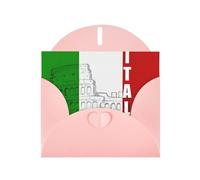 Roman Colosseum Italian Flag Pink prints Greeting Cards 6x4-inch with Envelope | Perfect for writing greetings and thank-you notes
