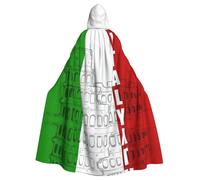 Roman Colosseum Italian Flag Print Adults Hooded Cloak, Halloween Robe Hooded Cape Witch Wizard Cosplay Costumes For Men Women