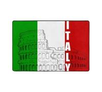 Roman Colosseum Italian Flag Printed Decorative Area Rugs 5x7/ 2x3, Non-Slip Short Pile Machine Washable Carpet For Living Room/Bedroom/Dining Room/Laundry Room/Kitchen/Home/Corridor/Porch/Office