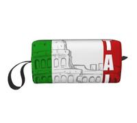 Roman Colosseum Italian Flag Prints Travel Makeup Bag Makeup Pouch, Portable Simple Zippered Makeup Organizer Case for Women