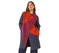 Colour Block Button Collar Knit Cardigan Roman Red 10