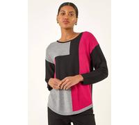 Roman Colour Block Ribbed Jumper In Black Black 12