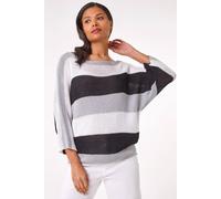 Roman Women's Colourblock Stripe Knit Jumper in Grey | Size: Large Roman Grey L