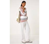 Roman Women's Colourblock Stripe Knit Jumper in Light Pink | Size: Large Roman Light Pink L