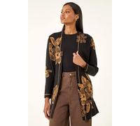 Roman Women's Contrast Floral Print Cardigan in Black | Size: 10 Roman Black 10