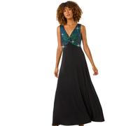 Roman Contrast Sequin Bodice Maxi Dress In Green Green 20