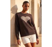 Roman Contrast Stitch Heart Jumper In Chocolate Chocolate