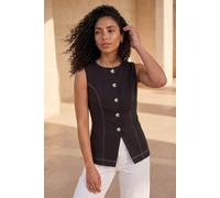 Roman Contrast Stitch Waistcoat In Black Black