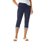 Roman Women's Contrast Stripe Cropped Stretch Trouser in Navy | Size: 20 Roman Navy 20