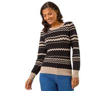 Roman Contrast Zig Zag Knitted Jumper In Black Black 20