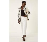 Roman Coral Mono Print Collared Blouse In Cream Cream 10