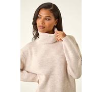 Roman Originals Cosy Feel Turtleneck Jumper for Women UK - Ladies Autumn Everyday Winter Holiday Long Sleeve Soft Ribbed Cuffs Comfy Soft Warm Sweaters - Natural - Size 16