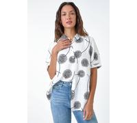 Roman Cotton Blend Dandelion Print Shirt In Ivory Ivory 16