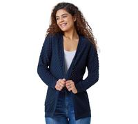 Cotton Blend Waffle Knit Cardigan Roman Navy 10